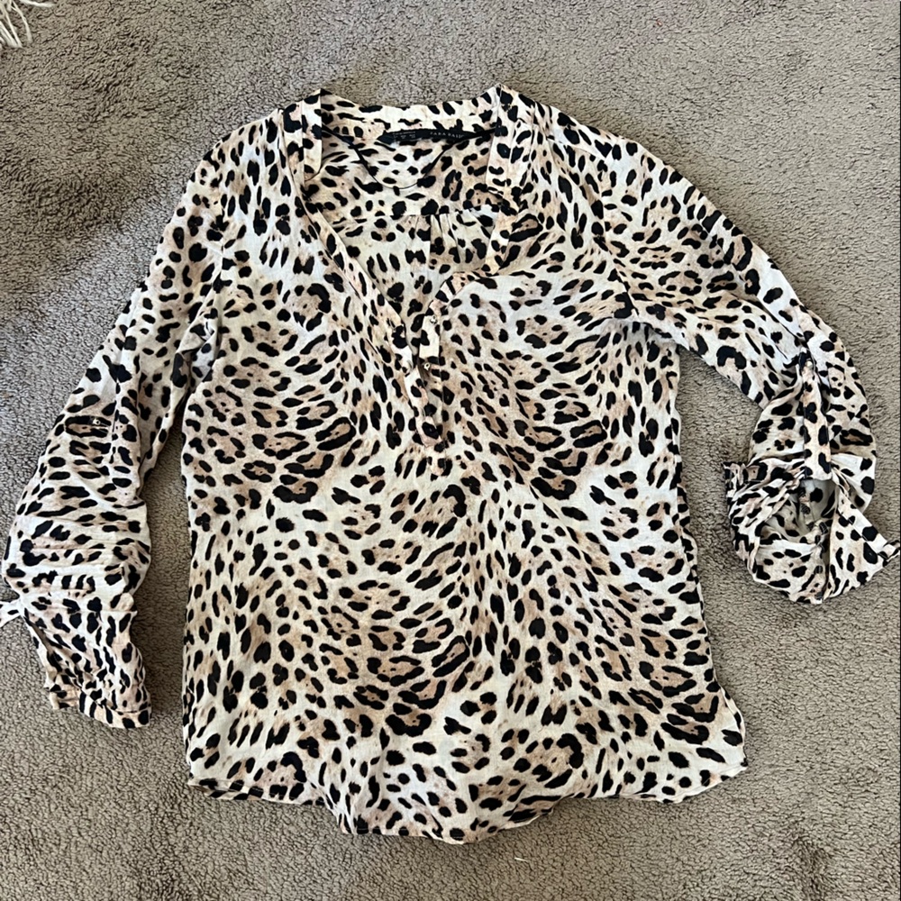 Zara leopard print blouse